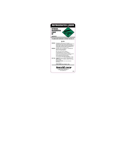 Liquid Nitrogen Label (Ind Nitrogen, Liquid)